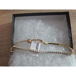 NADRI Gold Tone Cubic Zirconia Tennis Bracelet Adjustable Clasp Gift Boxed‎